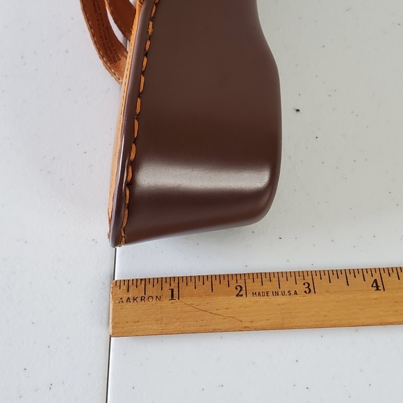 Born Leather Platform Sandals Size 9 Flower Applique Strappy Wedge Slides Orange - Picture 11 of 15